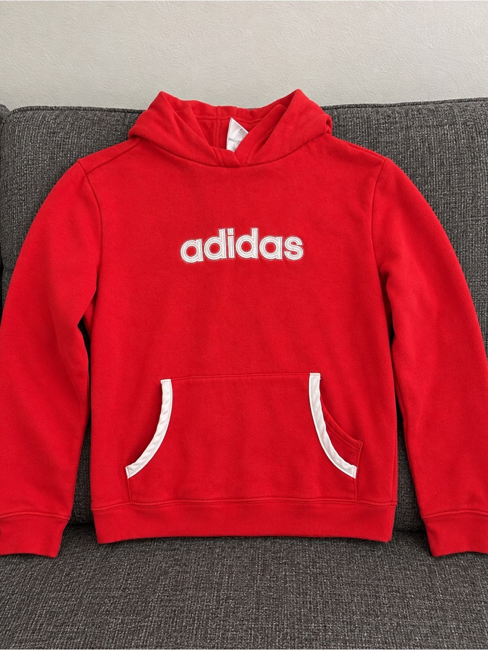 Adidas Red Pullover Hoodie White Trim Logo Size M NWOT
